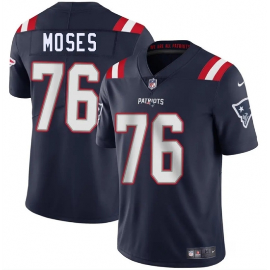 Men's New England Patriots 76 Morgan Moses Navy 2025 Vapor Limited Football Stitched Jersey