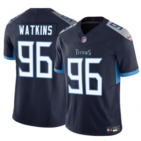 Men's Tennessee Titans 96 Carlos Watkins Navy 2025 F.U.S.E. Vapor Limited Football Stitched Jersey