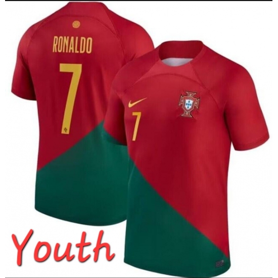 Youth Portugal Team 7 Cristiano Ronaldo Red Green Soccer Jersey
