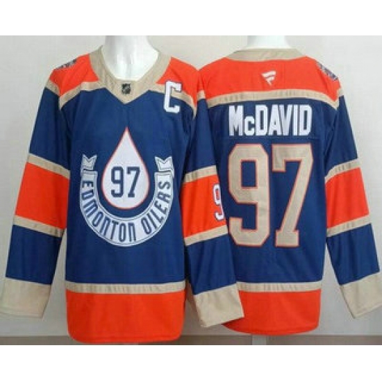 Men's Edmonton Oilers 97 Connor McDavid Blue Heritage Classic Authentic Jersey