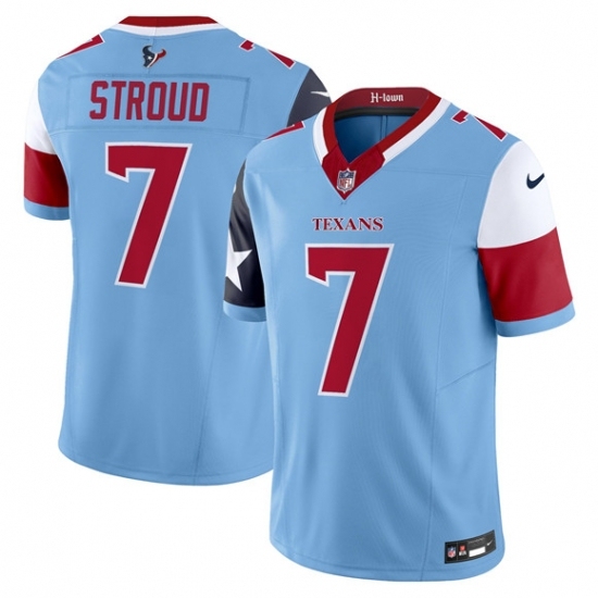 Men's Houston Texans 7 C J Stroud Blue 2024 F U S E V5 Limited Stitched Football Jersey
