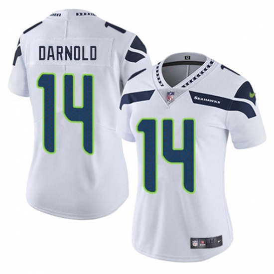 Women's Seattle Seahawks 14 Sam Darnold White 2025 Vapor Limited Football Stitched Jersey(Run Small)