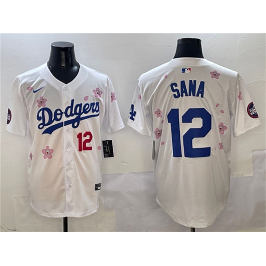 Men's Los Angeles Dodgers 12 Sana White 2025 Tokyo Series Limited Stitched Baseball Jersey