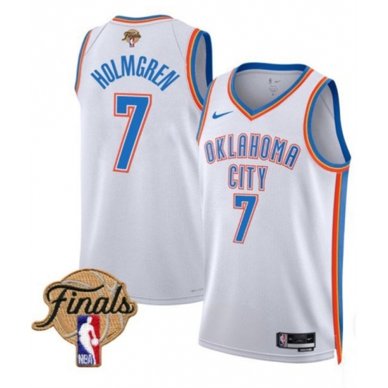 Men's Oklahoma City Thunder 7 Chet Holmgren White 2025 Finals Association Edition Stitched Basketball Jersey