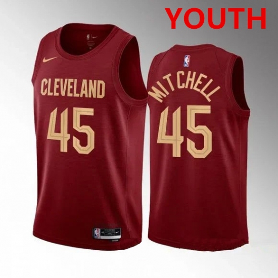 Youth Cleveland Cavaliers 45 Donovan Mitchell Red Stitched Jersey
