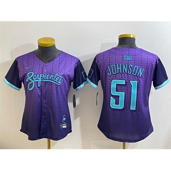 Women's Arizona Diamondbacks 51 Randy Johnson Purple 2025 City Connect Limited Stitched Baseball Jersey(Run Small)