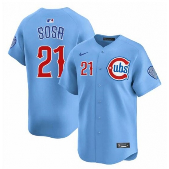 Men's Chicago Cubs 21 Sammy Sosa Blue 2024-25 2nd Alternate Limited Stitched Baseball Jersey