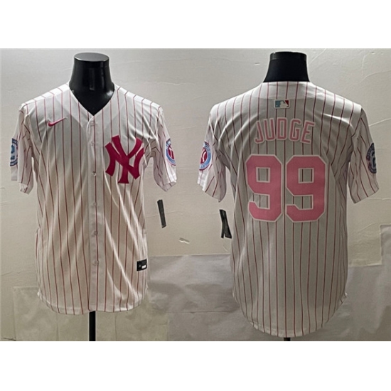 Men's New York Yankees 99 Aaron Judge Pink With Limited Stitched Baseball Jersey