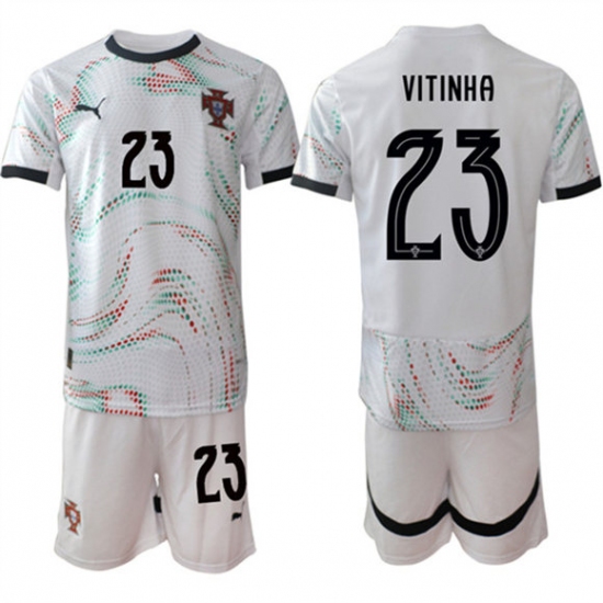 Men's Portugal Team 23 Vitinha 2025 White Away Soccer Jersey Suit