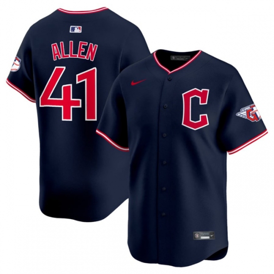 Men's Cleveland Guardians 41 Carlos Allen Navy 2025 Alternate Limited Stitched Baseball Jersey