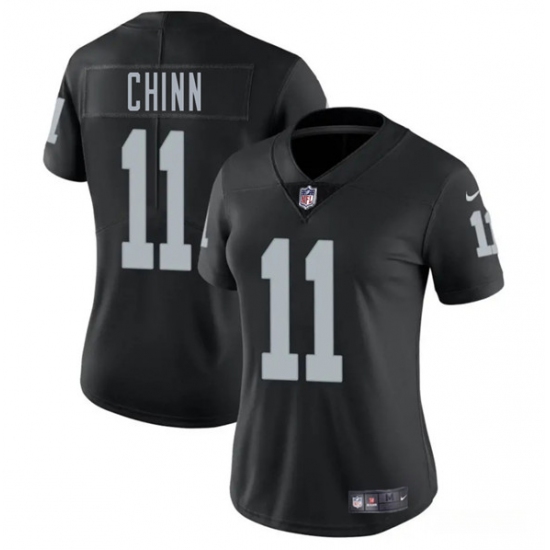 Women's Las Vegas Raiders 11 Jeremy Chinn Black 2025 Vapor Football Stitched Jersey(Run Small)