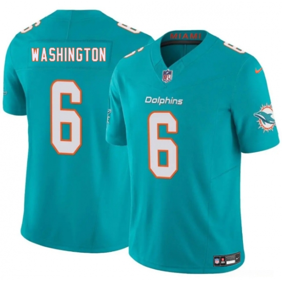 Men's Miami Dolphins 6 Malik Washington Aqua 2025 Draft F.U.S.E. Vapor Limited Football Stitched Jersey