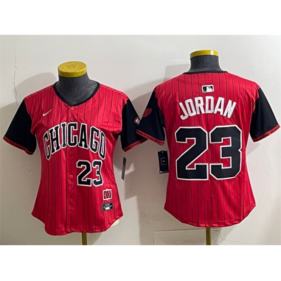 Women's Chicago White Sox 23 Michael Jordan Red Black 2025 City Connect Limited Stitched Baseball Jersey(Run Small)