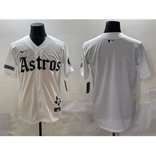 Men's Houston Astros Blank White Gothic 'Houston Born Barrio Raised' Limited Stitched Baseball Jersey