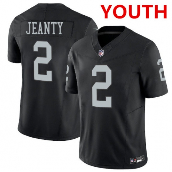 Youth Las Vegas Raiders 2 Ashton Jeanty Black 2025 F.U.S.E. Vapor Stitched Football Jersey