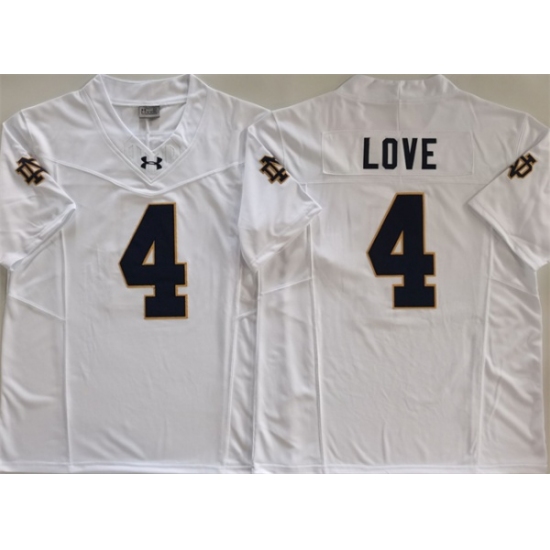 Men's Notre Dame Fighting Irish 4 Jeremiyah Love White 2024 F.U.S.E. Limited Stitched Jersey