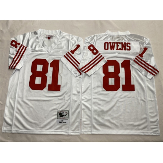 Men's New York Giants 81 Terrell Owens White Throwback Football Stitched Jersey