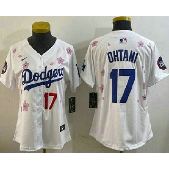 Women's Los Angeles Dodgers 17 Shohei Ohtani White 2025 Tokyo Series Limited Jersey