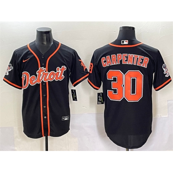Men's Detroit Tigers 30 Kerry Carpenter Black With Cool Base Stitched Baseball Jersey