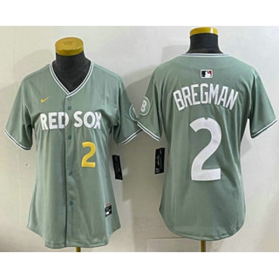 Women's Boston Red Sox 2 Alex Bregman Light Green 2025 City Connect Player Name Limited Jersey