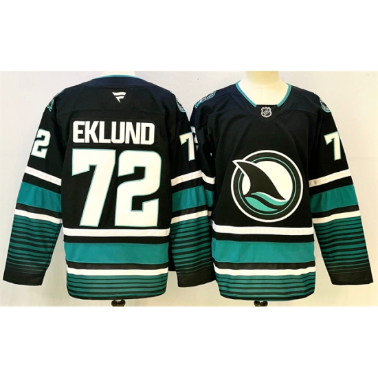 Men's San Jose Sharks 72 William Eklund Black 2024-25 Alternate Stitched Hockey Jersey