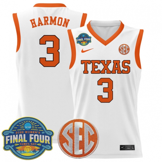 Men's Texas Longhorns 3 Rori Harmon White 2025 Sec Women