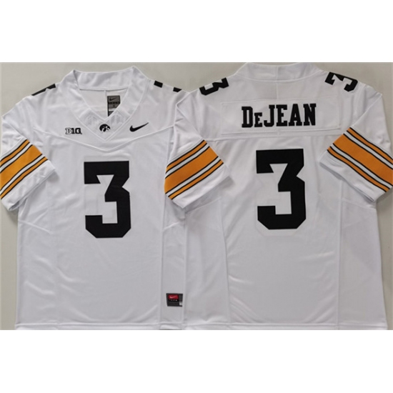 Men's Iowa Hawkeyes 3 Cooper DeJean White F.U.S.E. Stitched Jersey