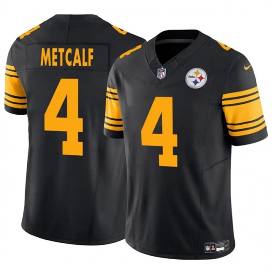 Men's Pittsburgh Steelers 4 DK Metcalf Black 2025 F.U.S.E. Color Rush Vapor Untouchable Limited Football Stitched Jersey