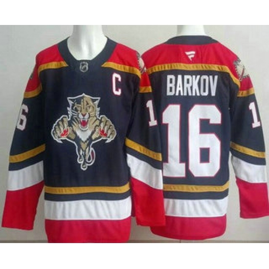 Men's Florida Panthers 16 Aleksander Barkov Navy Authentic Jersey