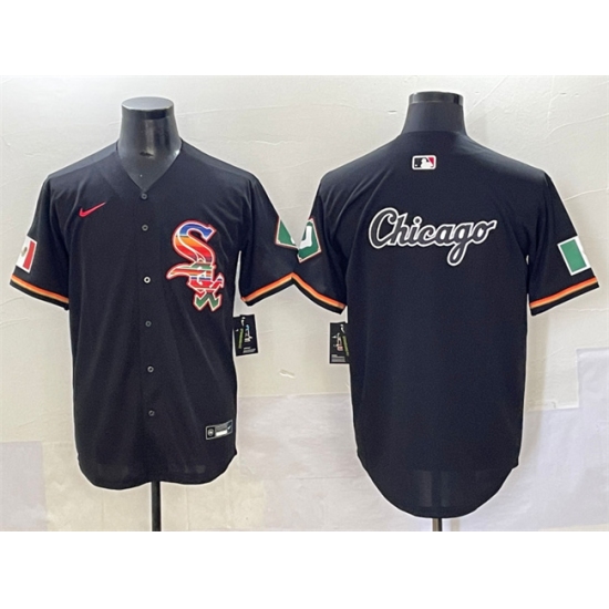 Mens Chicago White Sox Team Big Logo Black Mexico Limited Stitched Jersey