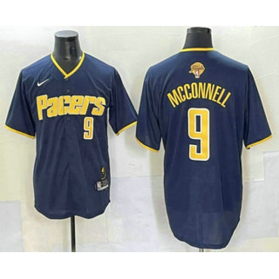 Men's Indiana Pacers 9 TJ McConnell Navy 2025 Finals Vapor Stitched Baseball Jersey