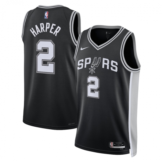 Men's San Antonio Spurs 2 Dylan Harper Nike Black 2025 NBA Draft First Round Pick Swingman Jersey
