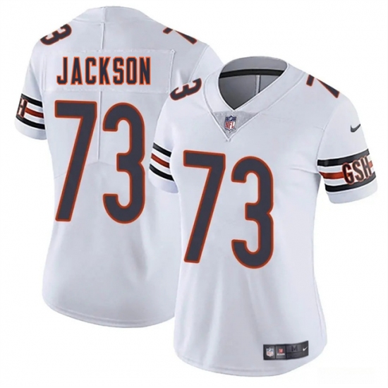 Women's Chicago Bears 73 Jonah Jackson White 2025 Vapor Stitched Jersey(Run Small)