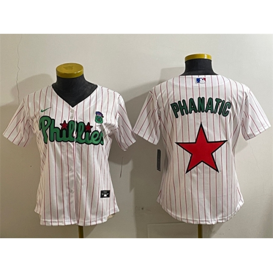 Women's Philadelphia Phillies Phanatic White Green Stitched Baseball Jersey(Run Small)