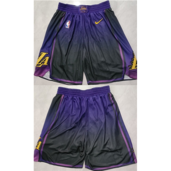 Los Angeles Lakers Purple Black Shorts (Run Small)