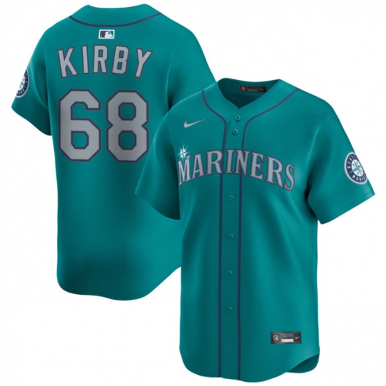 Men's Seattle Mariners 68 George Kirby Aqua Limited Stitched Baseball Jersey