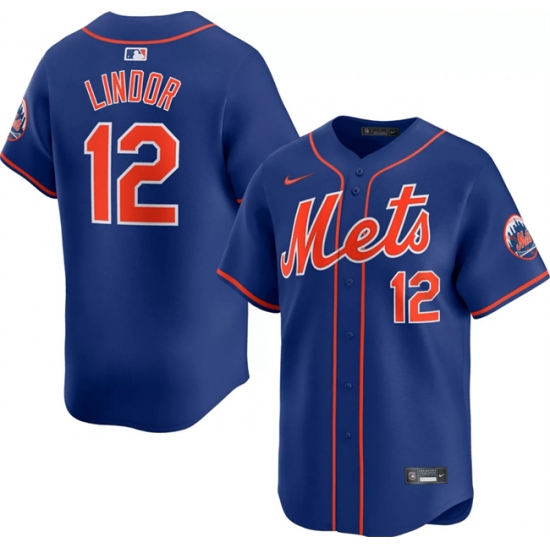 Men's New York Mets 12 Francisco Lindor Royal 2024 Alternate Limited Stitched Baseball Jersey