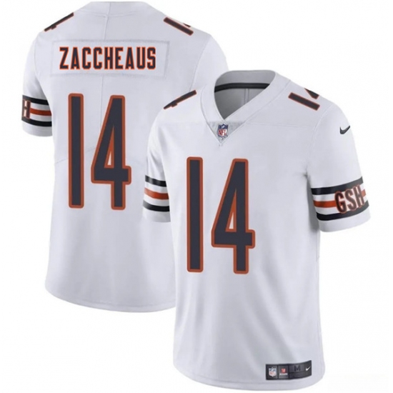 Men's Chicago Bears 14 Olamide Zaccheaus White 2025 Vapor Football Stitched Jersey