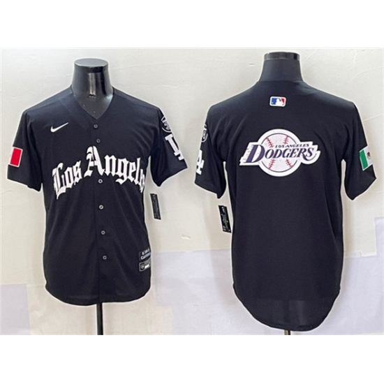 Men's Los Angeles Dodgers Team Big Logo Black Mexico 2025 LA Gothic Style With Fernando Vapor Premier Limited Stitched Baseball Jersey