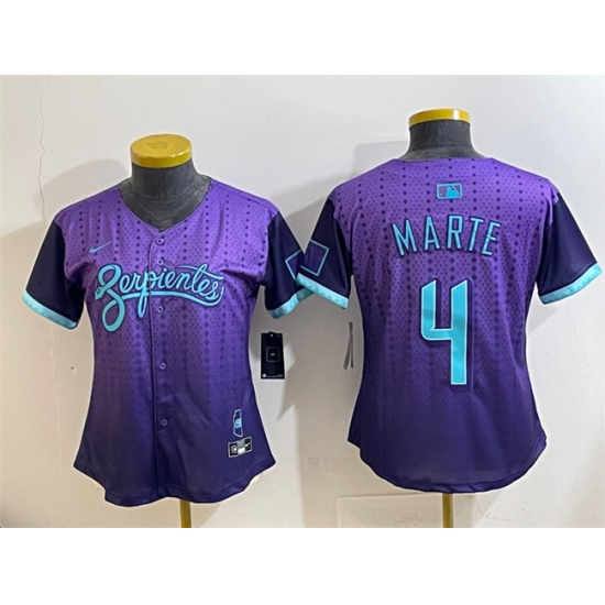 Women's Arizona Diamondbacks 4 Ketel Marte Purple 2025 City Connect Limited Stitched Baseball Jersey(Run Small)