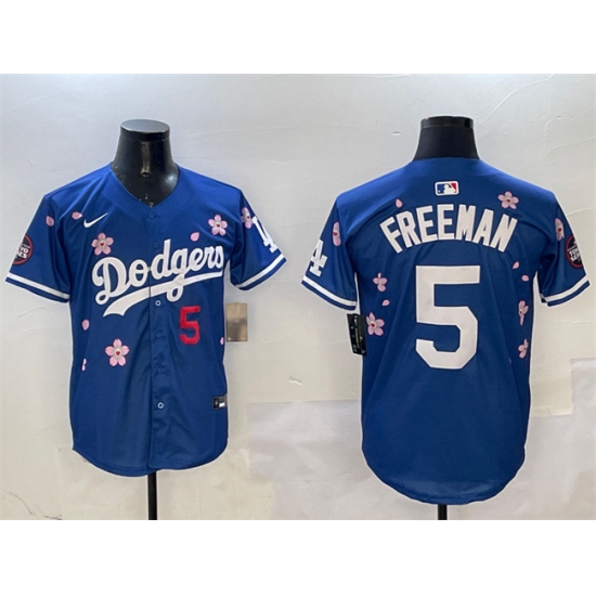 Men's Los Angeles Dodgers 5 Freddie Freeman Royal 2025 Tokyo Series Limited Stitched Baseball Jersey