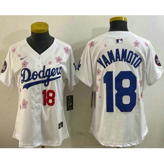 Women's Los Angeles Dodgers 18 Yoshinobu Yamamoto White 2025 Tokyo Series Limited Jersey