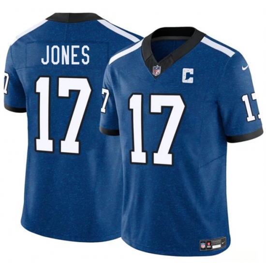 Men's Indianapolis Colts 17 Daniel Jones Blue 2025 F.U.S.E. Throwback Vapor Limited Football Stitched Jersey