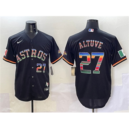 Men's Houston Astros 27 Jose Altuve Black Mexico With World Serise Champions Cool Base Stitched Baseball Jersey