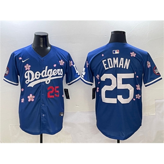 Men's Los Angeles Dodgers 25 Tommy Edman Royal 2025 Tokyo Series Limited Stitched Baseball Jersey