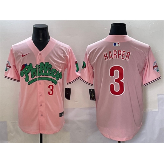 Men's Philadelphia Phillies 3 Bryce Harper Pink Phanatic Limited Stitched Jersey