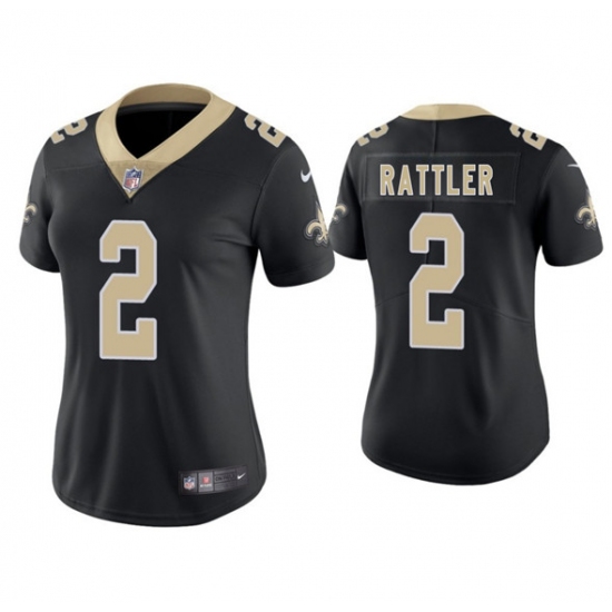 Women's New Orleans Saints 2 Spencer Rattler Black 2025 Vapor Limited Football Stitched Jersey(Run Small)