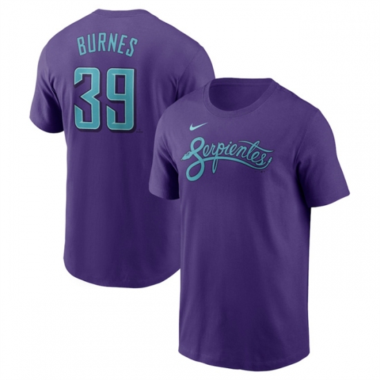 Men's Arizona Diamondbacks 39 Corbin Burnes Purple 2025 City Connect Name & Number T-Shirt