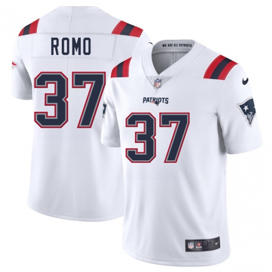 Men's New England Patriots 37 Parker Romo White 2025 Vapor Limited Football Stitched Jersey