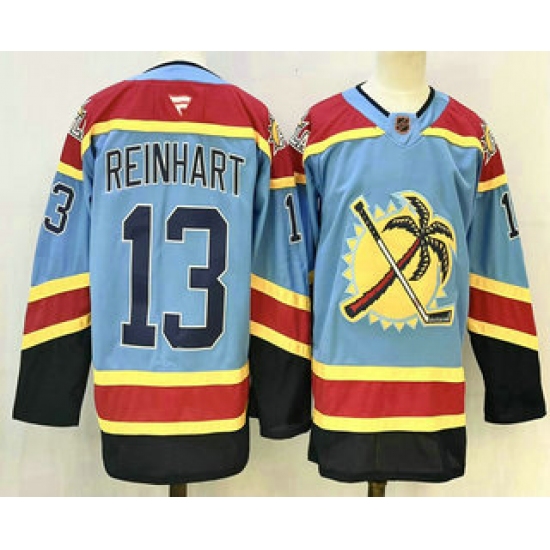 Men's Florida Panthers 13 Sam Reinhart Blue Reverse Retro Stitched Authentic Jersey